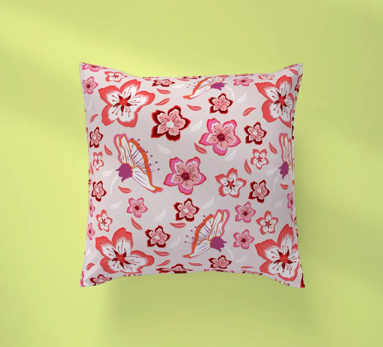 Motivi floreali in rosa. Fiori colorati e vibrazioni esotiche. cuscino da CalliLetters