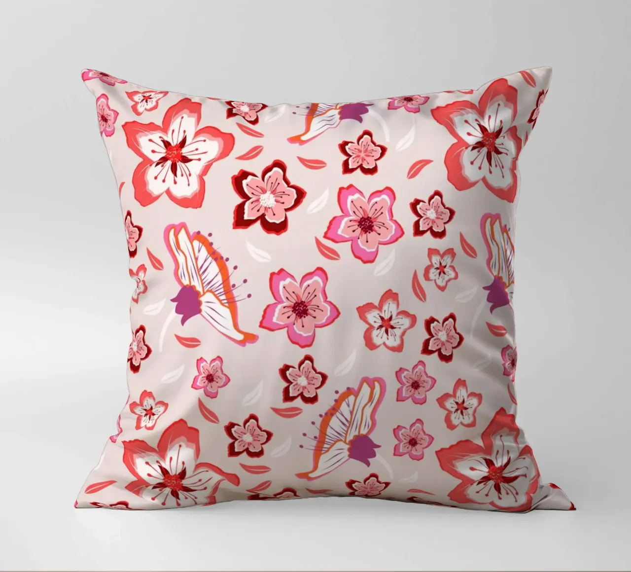 Motivi floreali in rosa. Fiori colorati e vibrazioni esotiche. cuscino da CalliLetters
