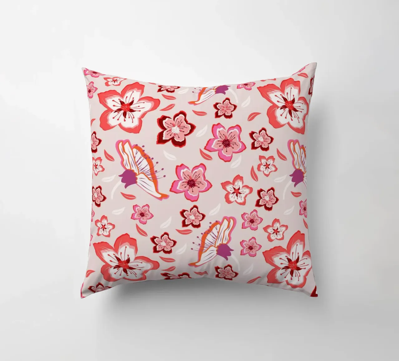 Motivi floreali in rosa. Fiori colorati e vibrazioni esotiche. cuscino da CalliLetters