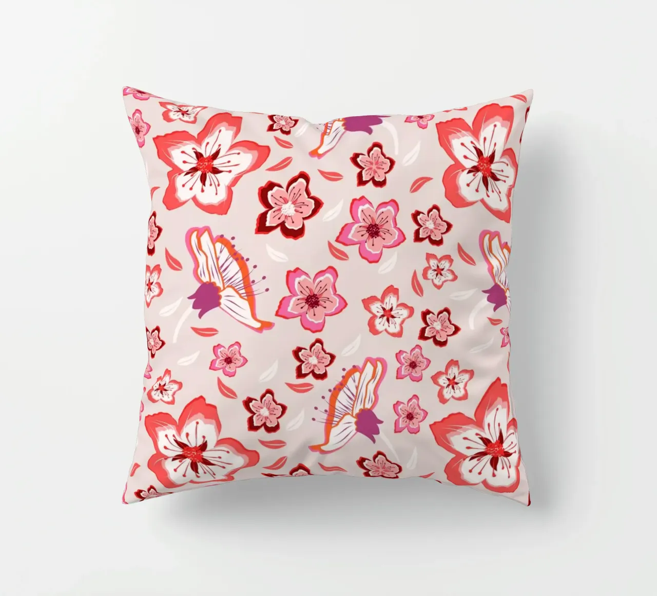 Motivi floreali in rosa. Fiori colorati e vibrazioni esotiche. cuscino da CalliLetters