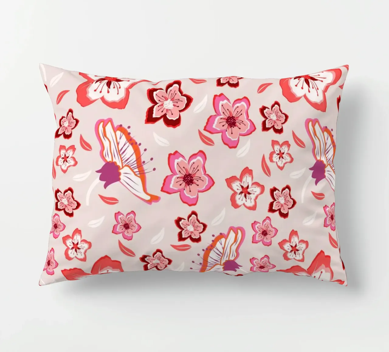 Motivi floreali in rosa. Fiori colorati e vibrazioni esotiche. cuscino da CalliLetters