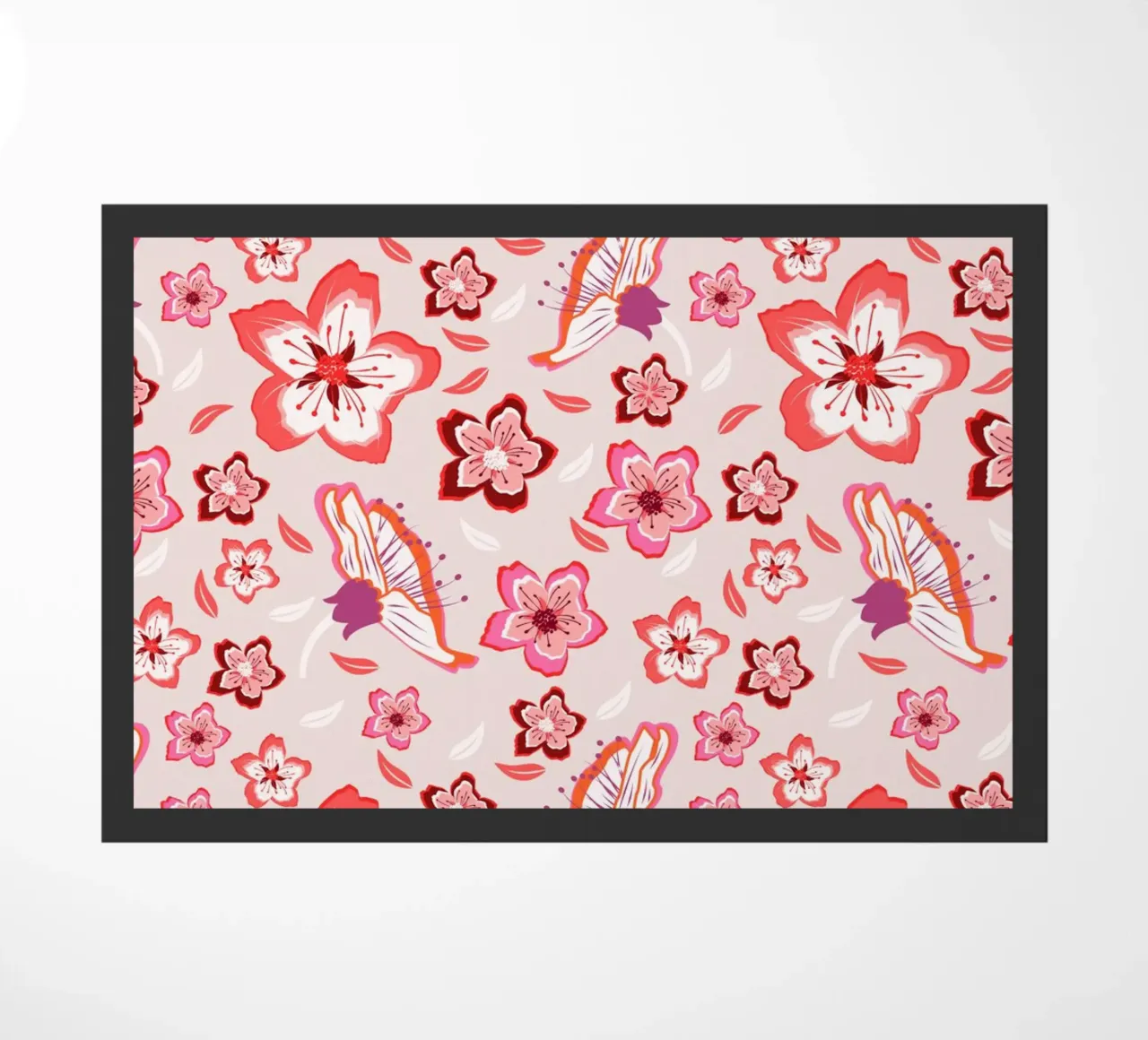 Floral patterns in pink. Colourful blossoms and exotic vibes doormat by CalliLetters