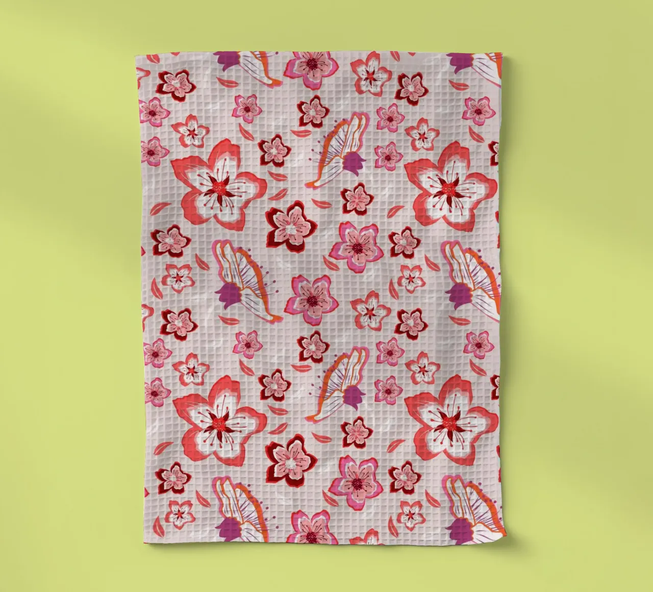 Floral patterns in pink. Colourful blossoms and exotic vibes tea towel by CalliLetters