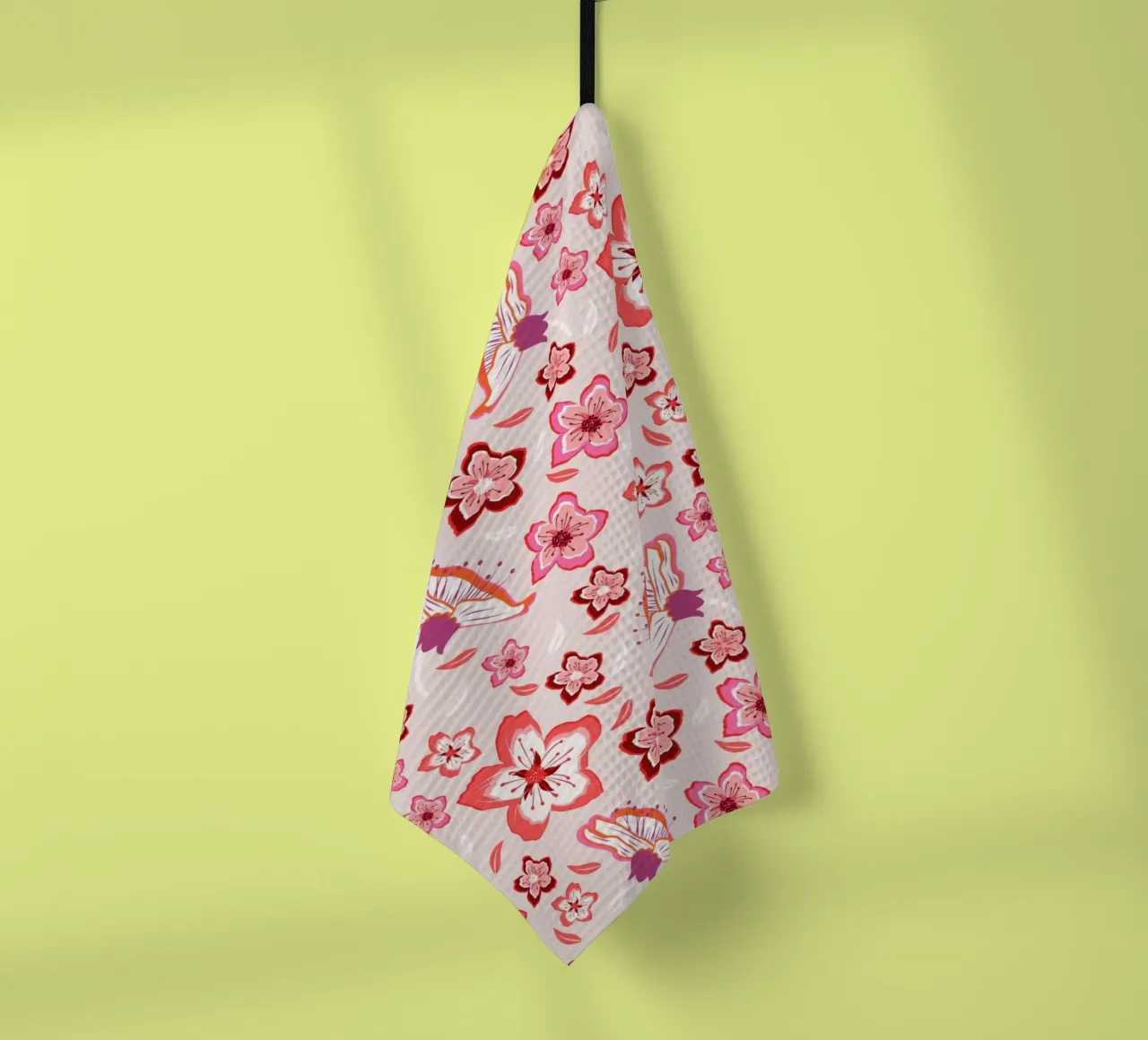 Floral patterns in pink. Colourful blossoms and exotic vibes tea towel by CalliLetters