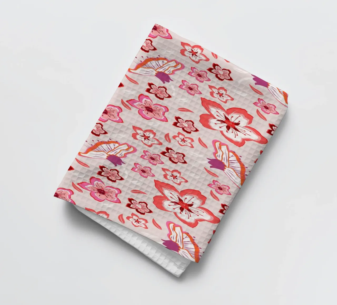 Floral patterns in pink. Colourful blossoms and exotic vibes tea towel by CalliLetters