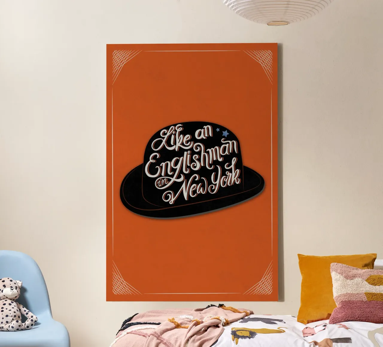 Als een Engelse man in New York. Cooles Handlettering canvas met Baklijst van CalliLetters