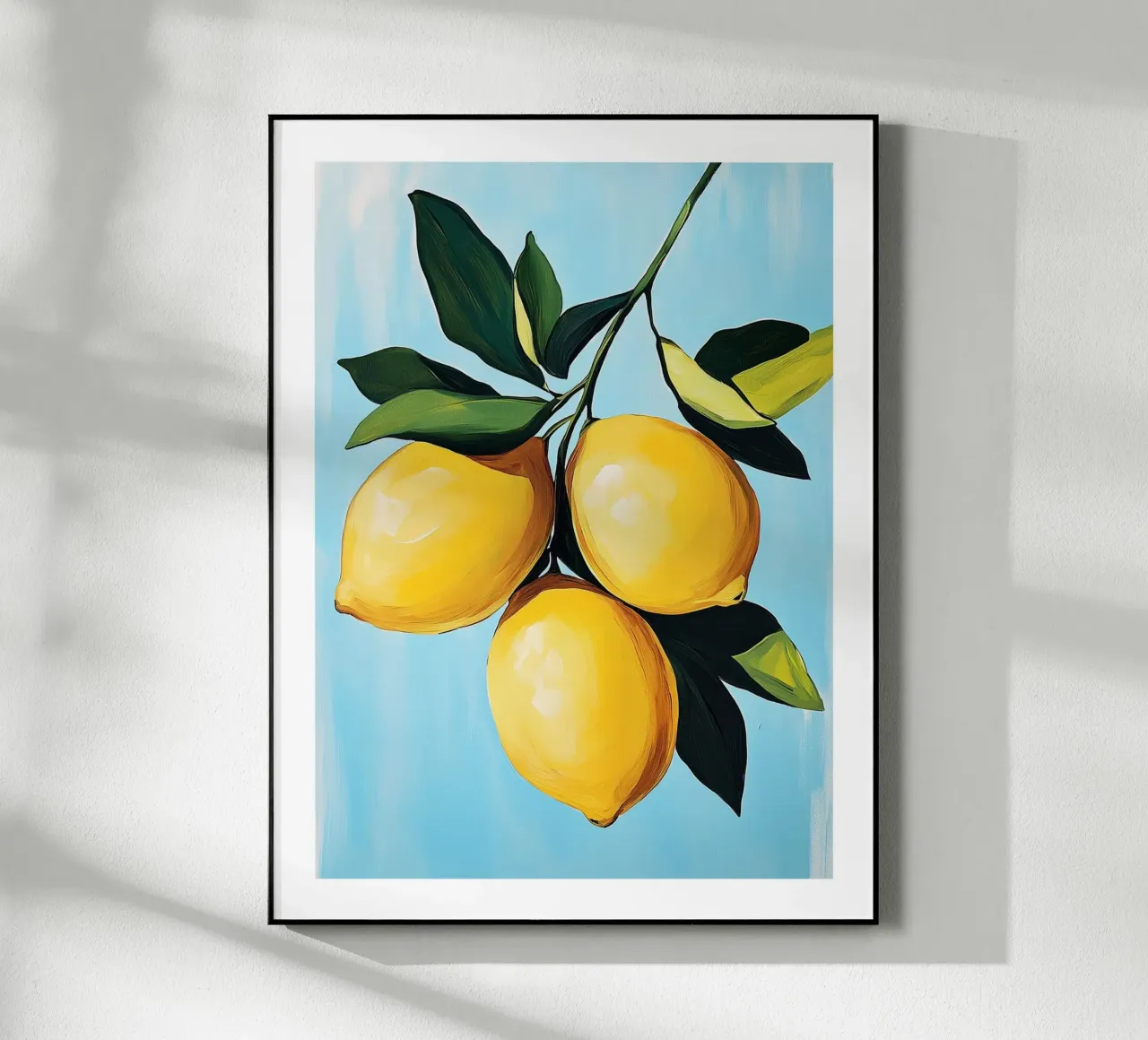 Sunny lemons on a blue background acrylic glass by Spice & Style