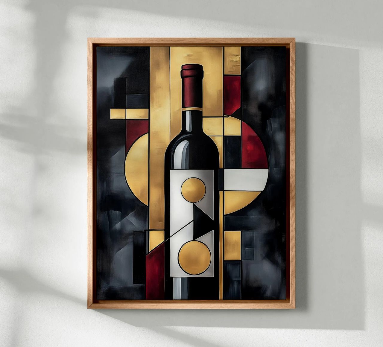 Wine bottle in abstract art canvas by Spice & Style
