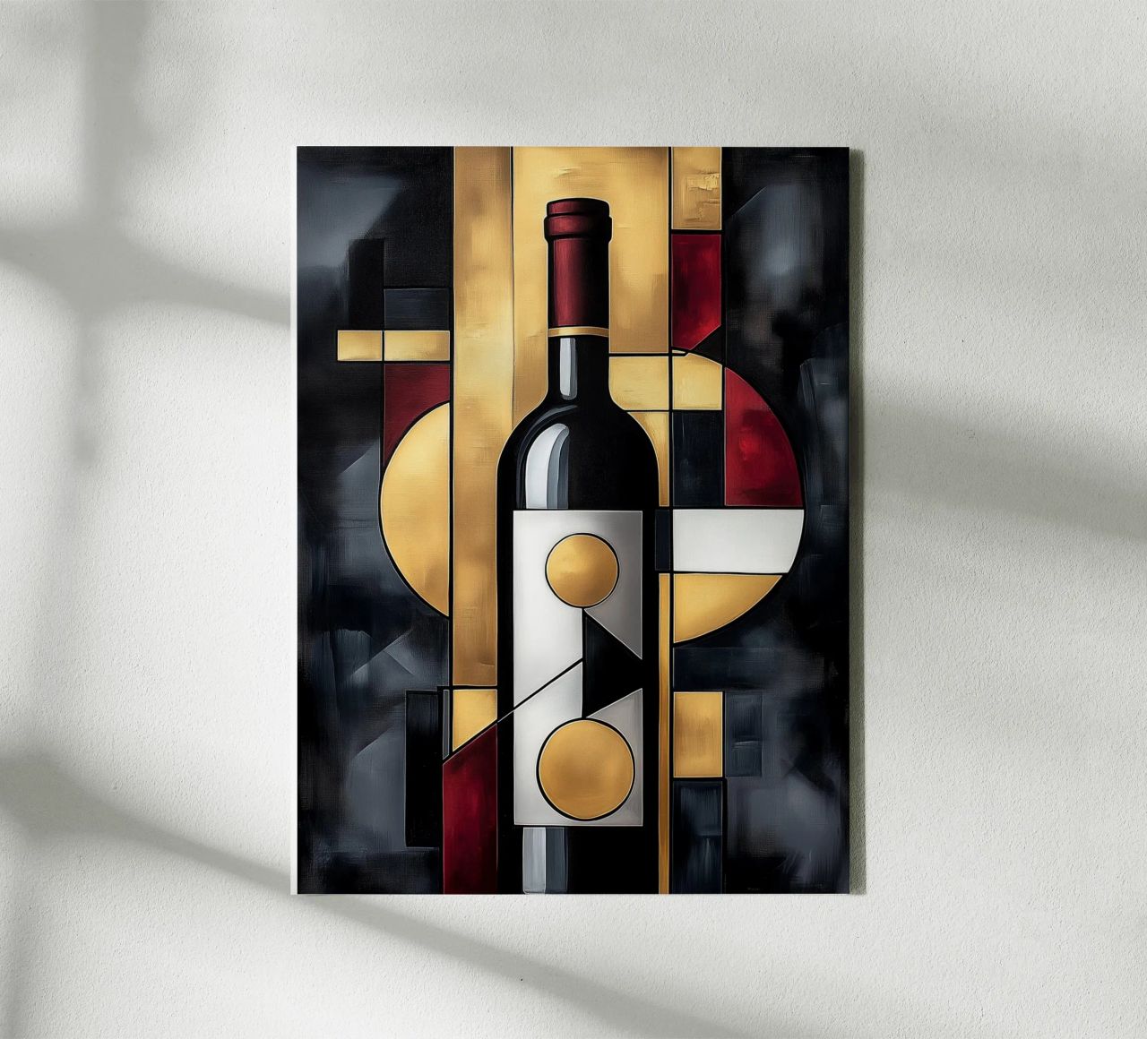 Wine bottle in abstract art canvas by Spice & Style