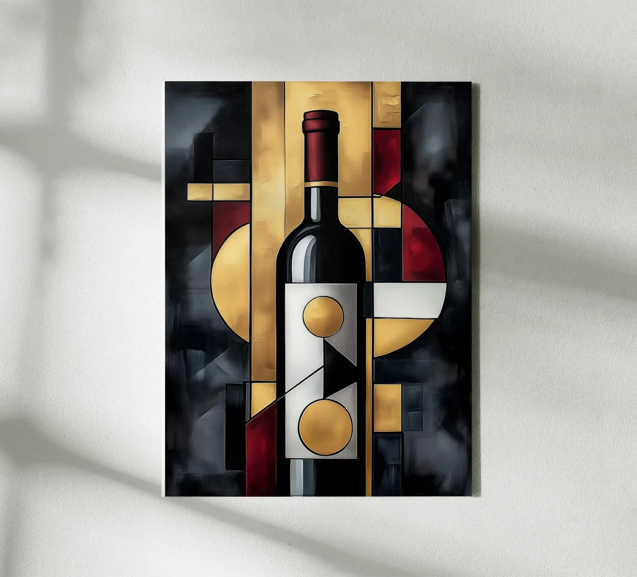 Weinflasche in abstrakter Kunst Leinwand von Spice & Style
