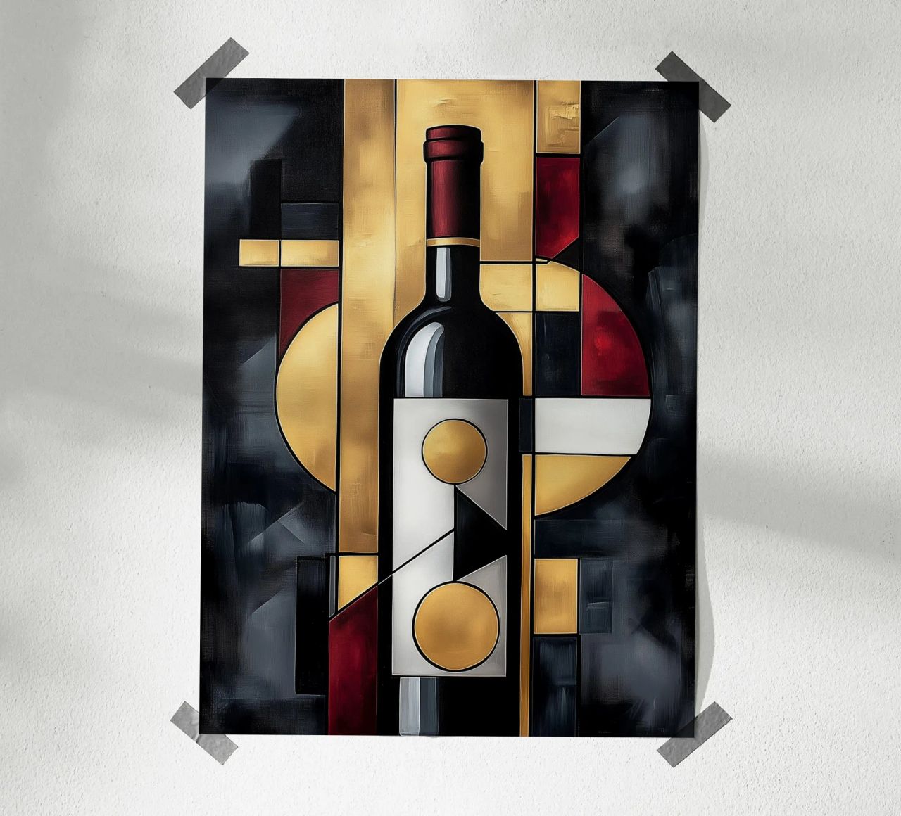 Wine bottle in abstract art poster by Spice & Style