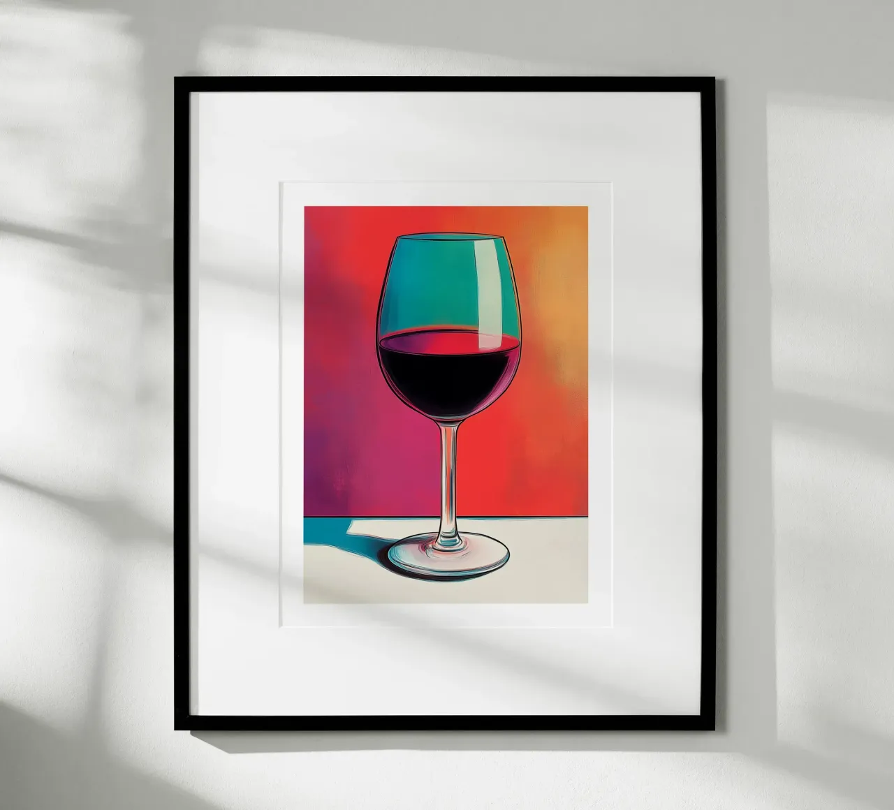 Bicchiere da vino rosso moderno poster con telaio in alluminio da Spice & Style