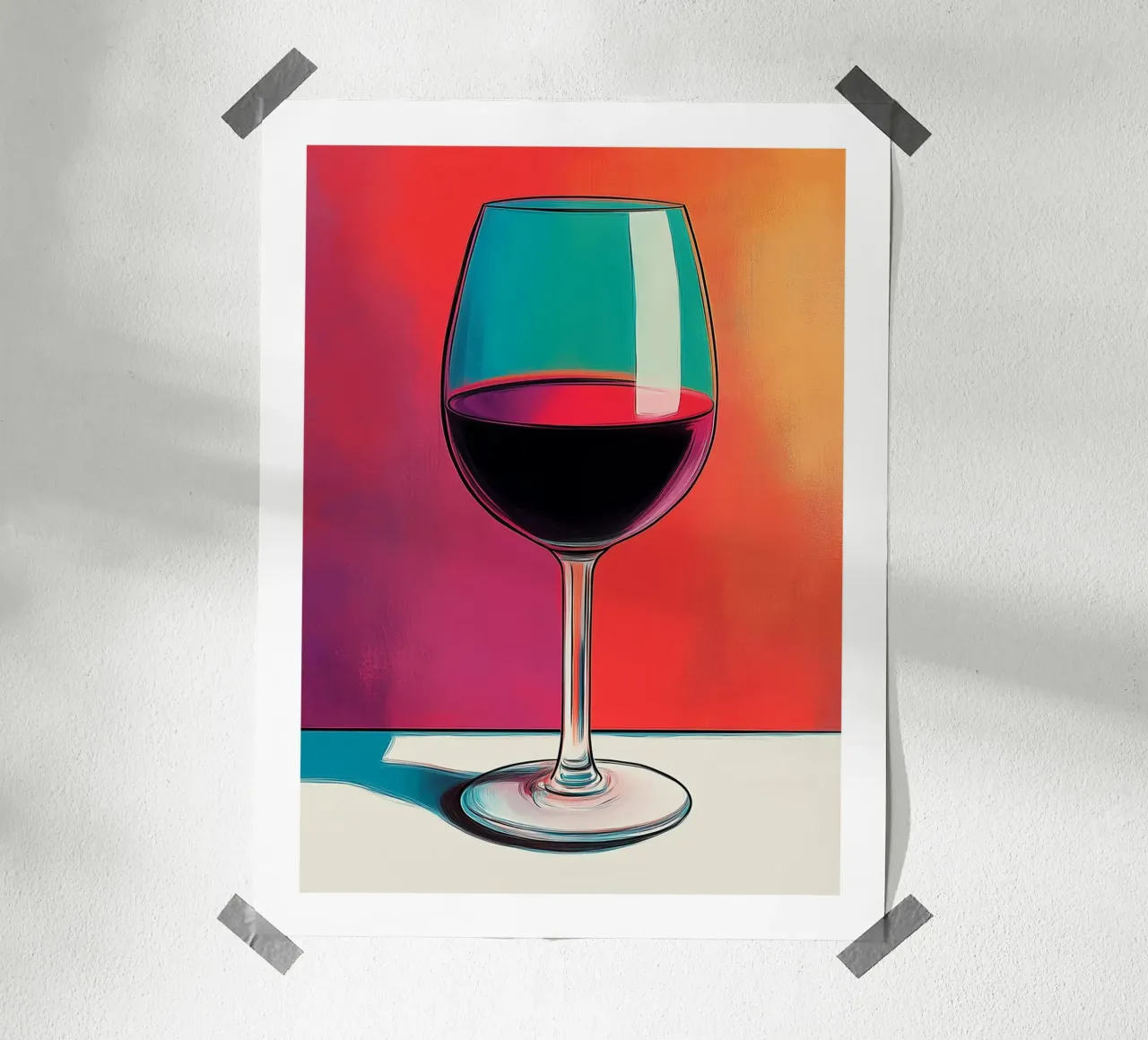 Bicchiere da vino rosso moderno poster con telaio in alluminio da Spice & Style