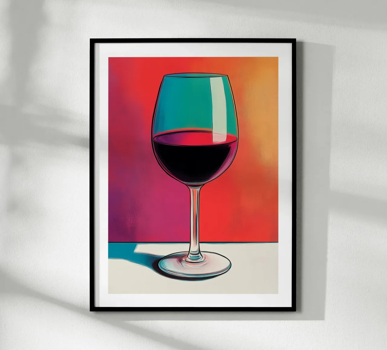 Bicchiere da vino rosso moderno poster con telaio in alluminio da Spice & Style