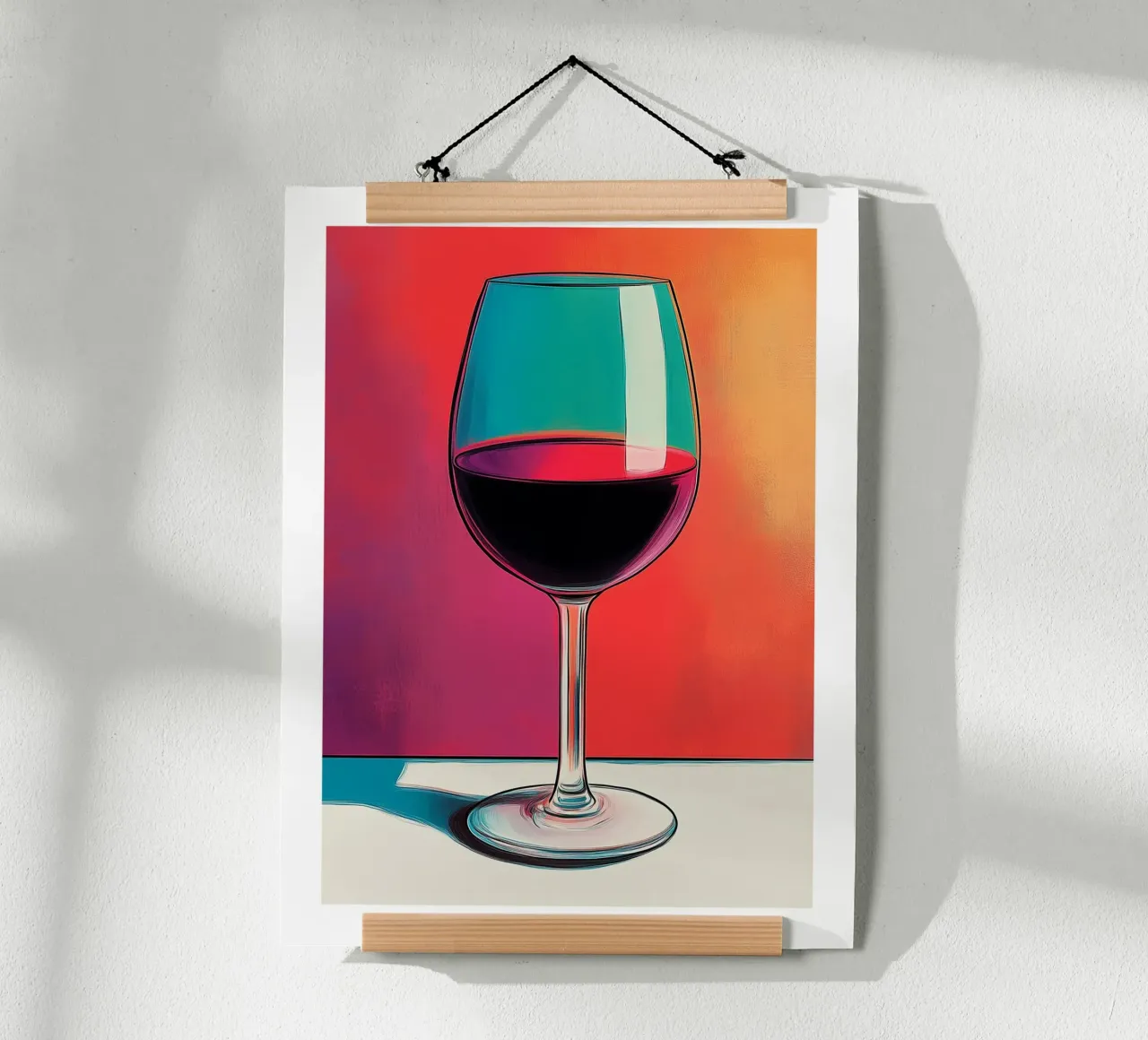 Bicchiere da vino rosso moderno poster con telaio in alluminio da Spice & Style