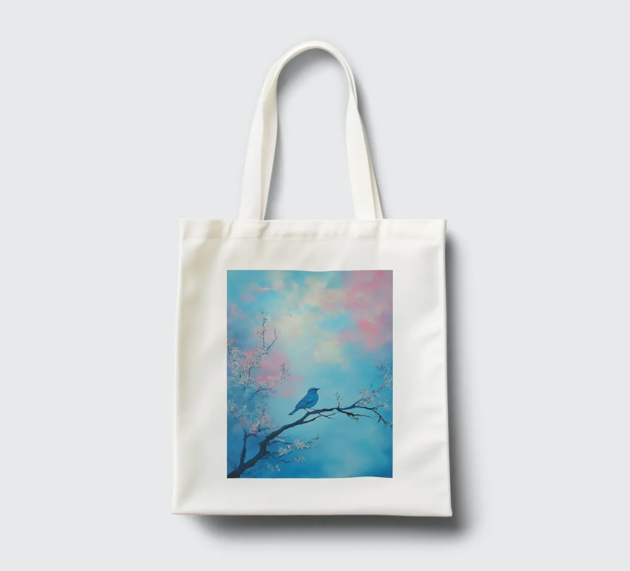 Uccello blu borsa in juta da Nikis Art Studio