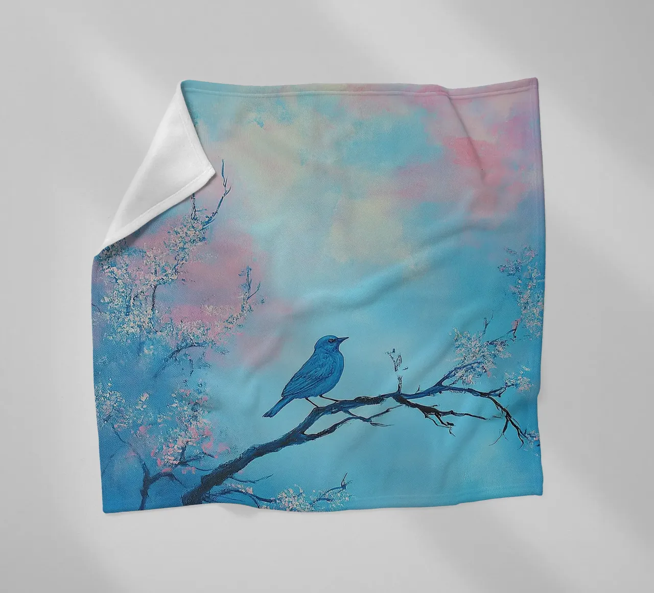 Uccello blu coperta in pile da Nikis Art Studio