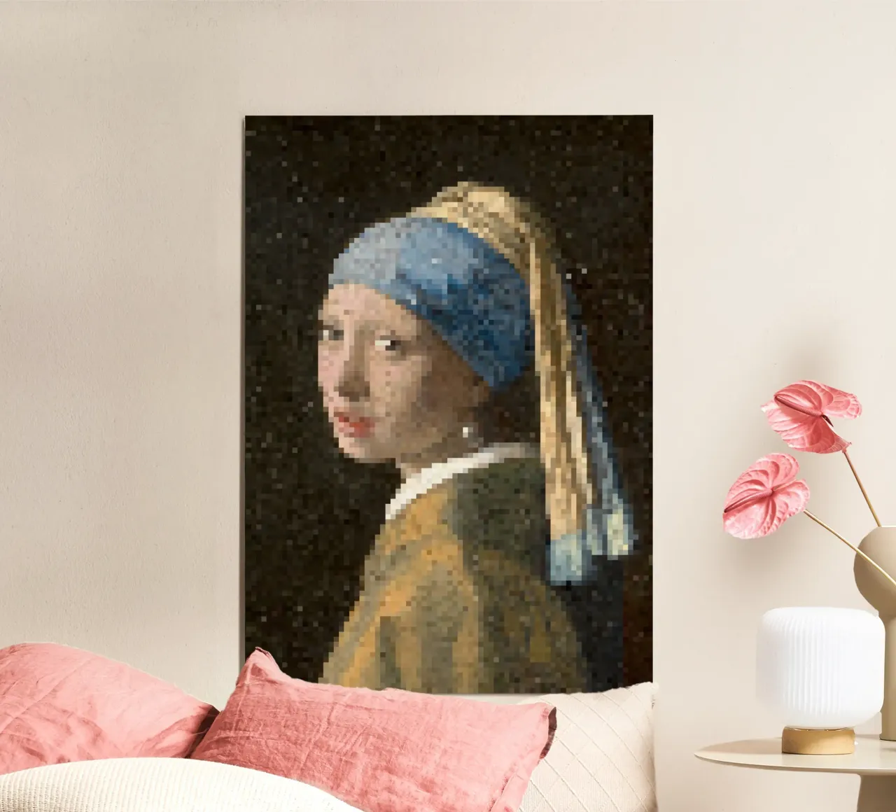 La ragazza con l'orecchino di perla - Johannes Vermeer poster con telaio in alluminio da Second Canvas