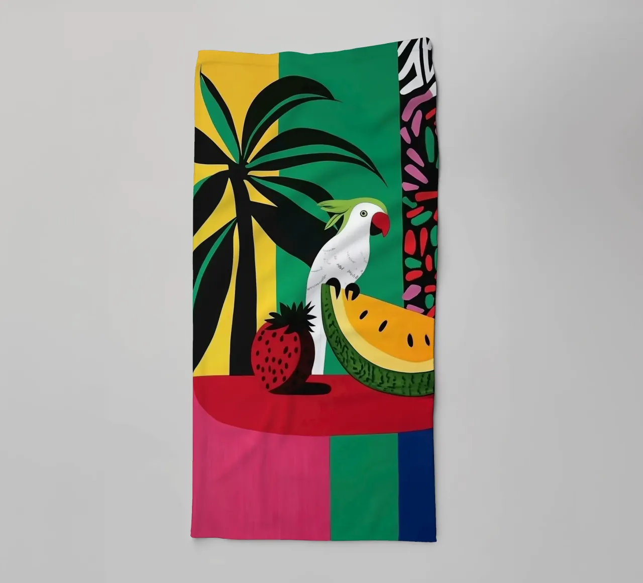 Frutta tropicale con cacatua bianco asciugamano da bagno da Autofocus