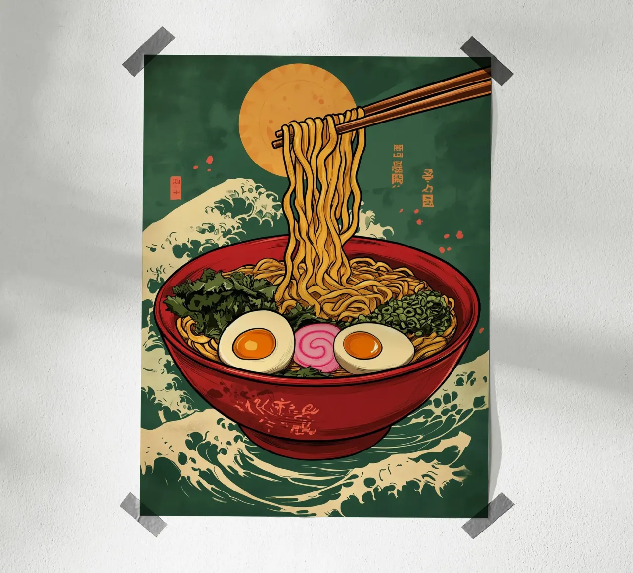 Ramen giapponese artistico poster con telaio in alluminio da Spice & Style