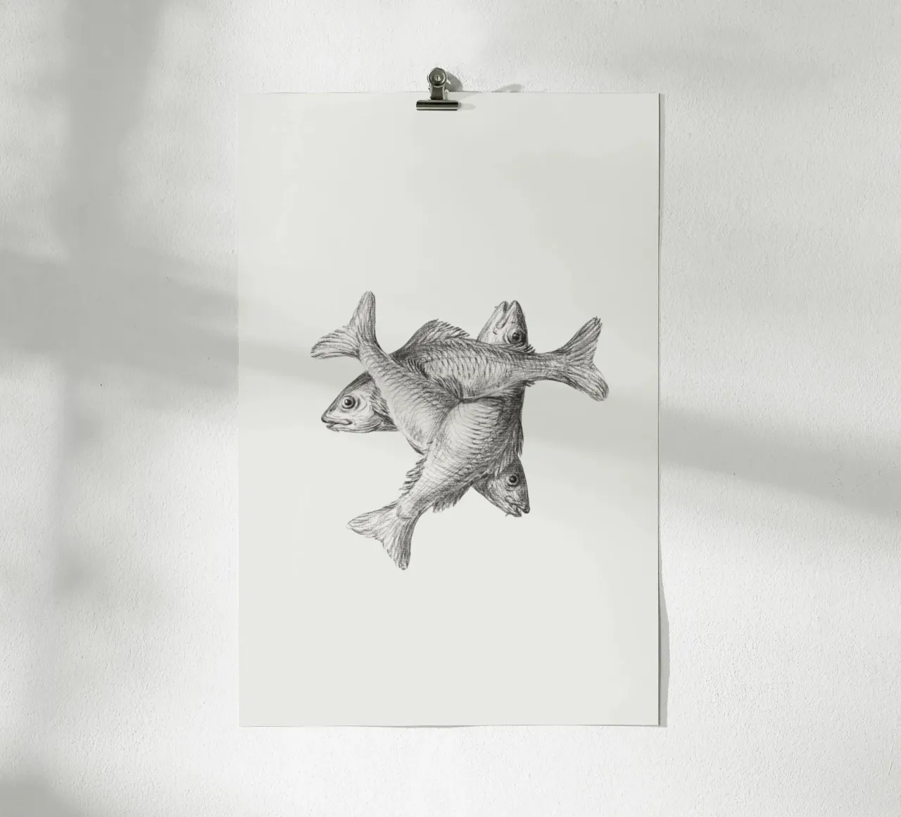Three fishes poster con telaio in alluminio da Second Canvas