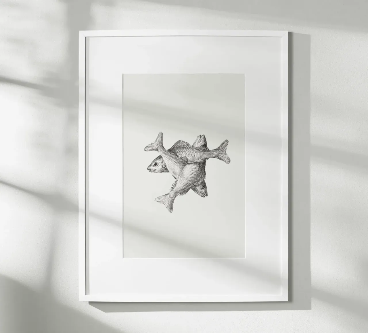 Three fishes poster con telaio in alluminio da Second Canvas