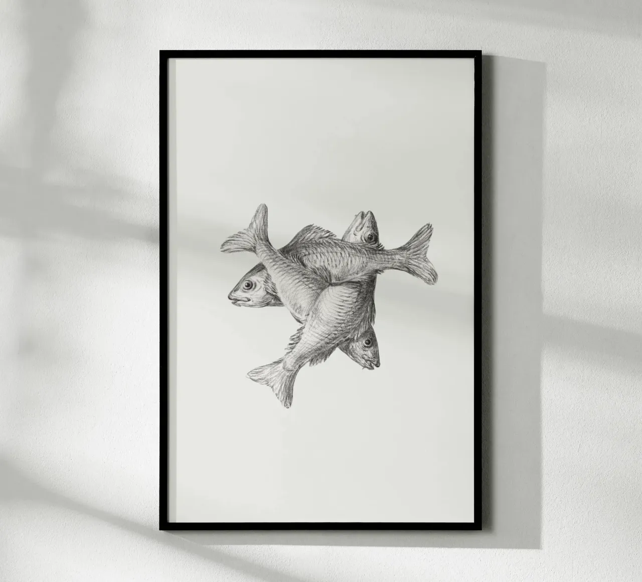 Three fishes poster con telaio in alluminio da Second Canvas