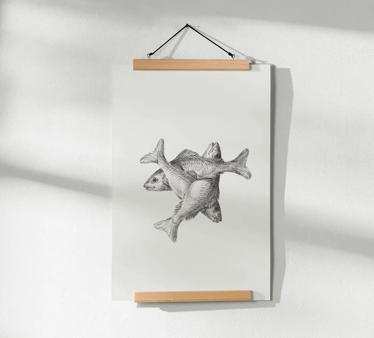 Three fishes poster con telaio in alluminio da Second Canvas