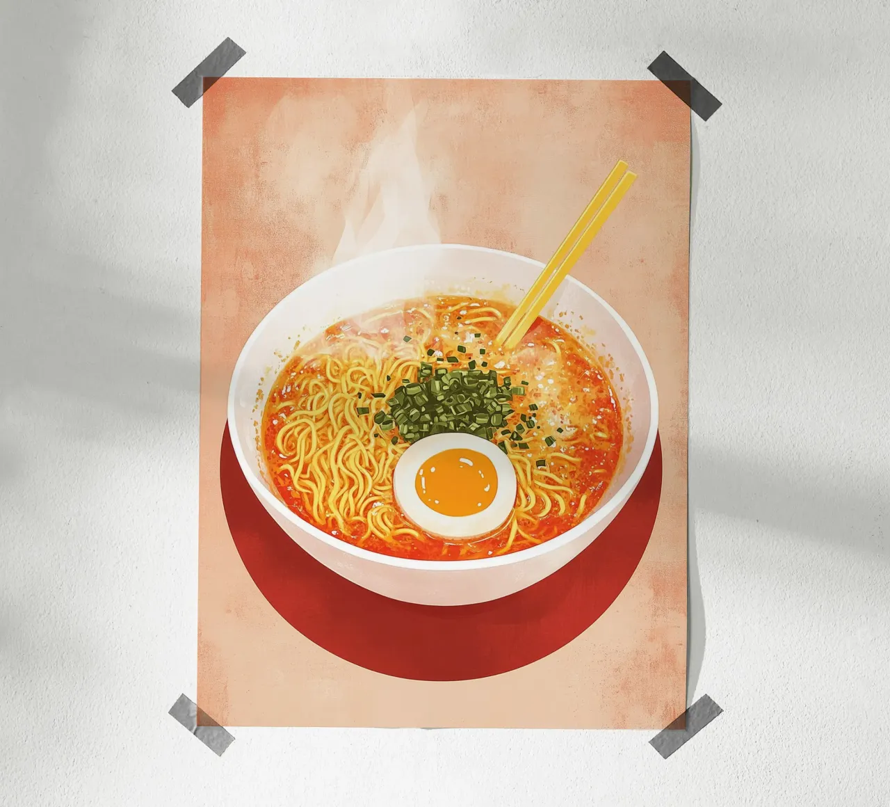 Ciotola di ramen épicé poster con telaio in plastica da Spice & Style