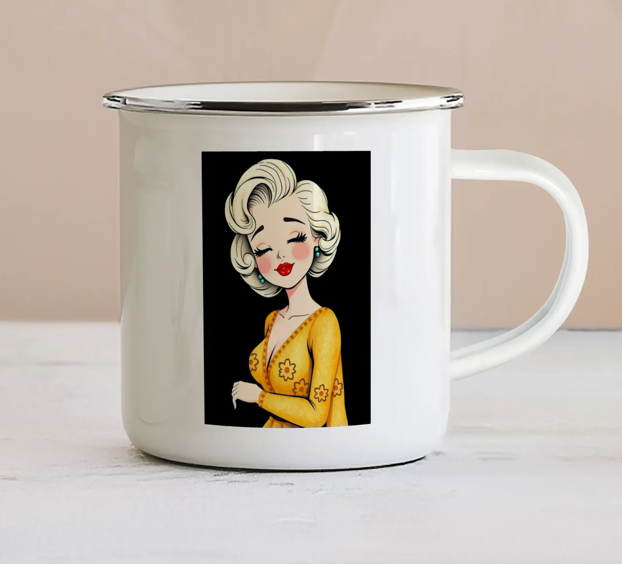 MARILYN MONROE tazza in smalto da COLLEEN CRAFTS