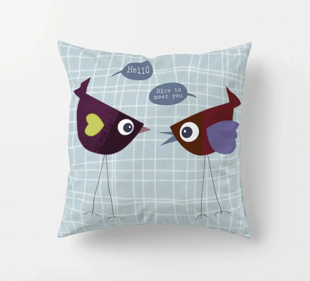 Hello nice to meet you bird cuscino da JaySan Studio