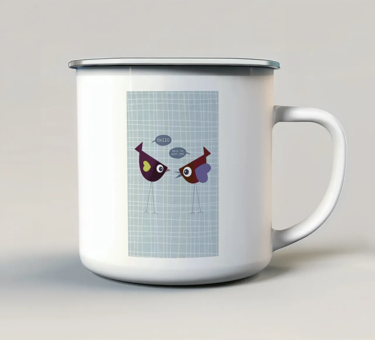 Hello nice to meet you bird tazza in smalto da JaySan Studio