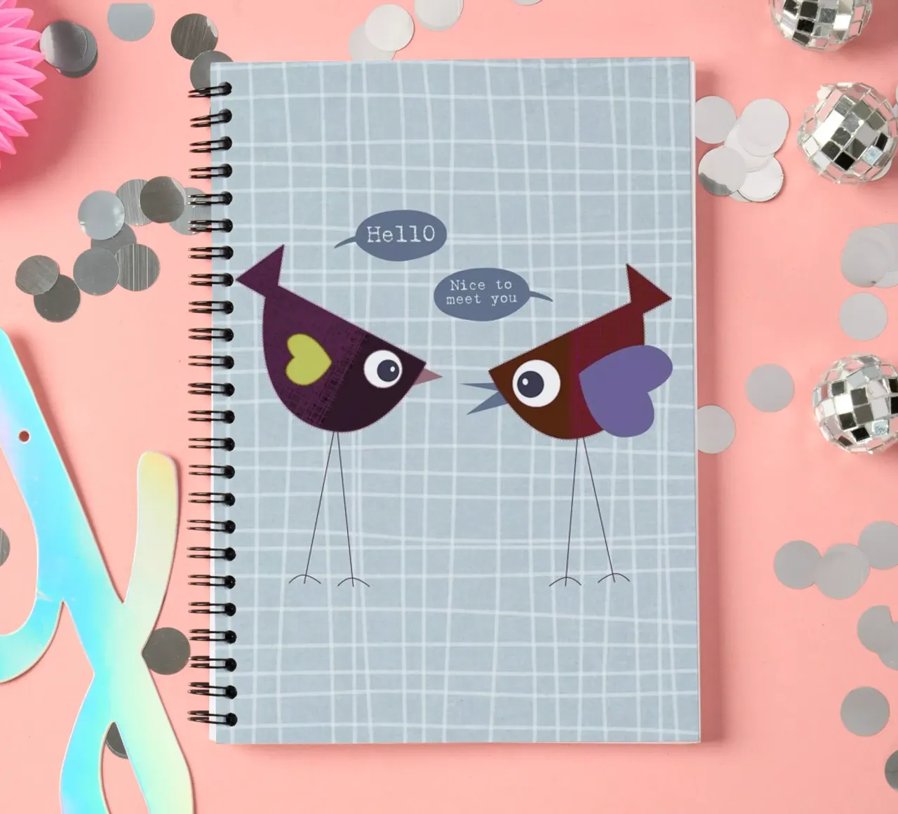 Hello nice to meet you bird spiral notebook by JaySan Studio