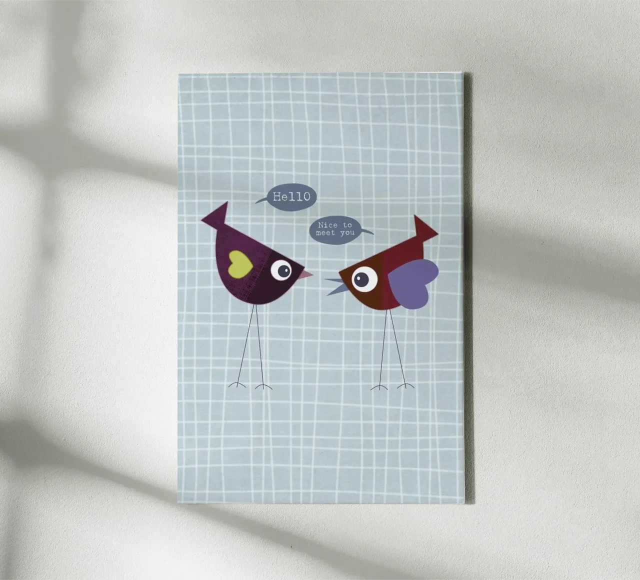 Hello nice to meet you bird canvas met Baklijst van JaySan Studio