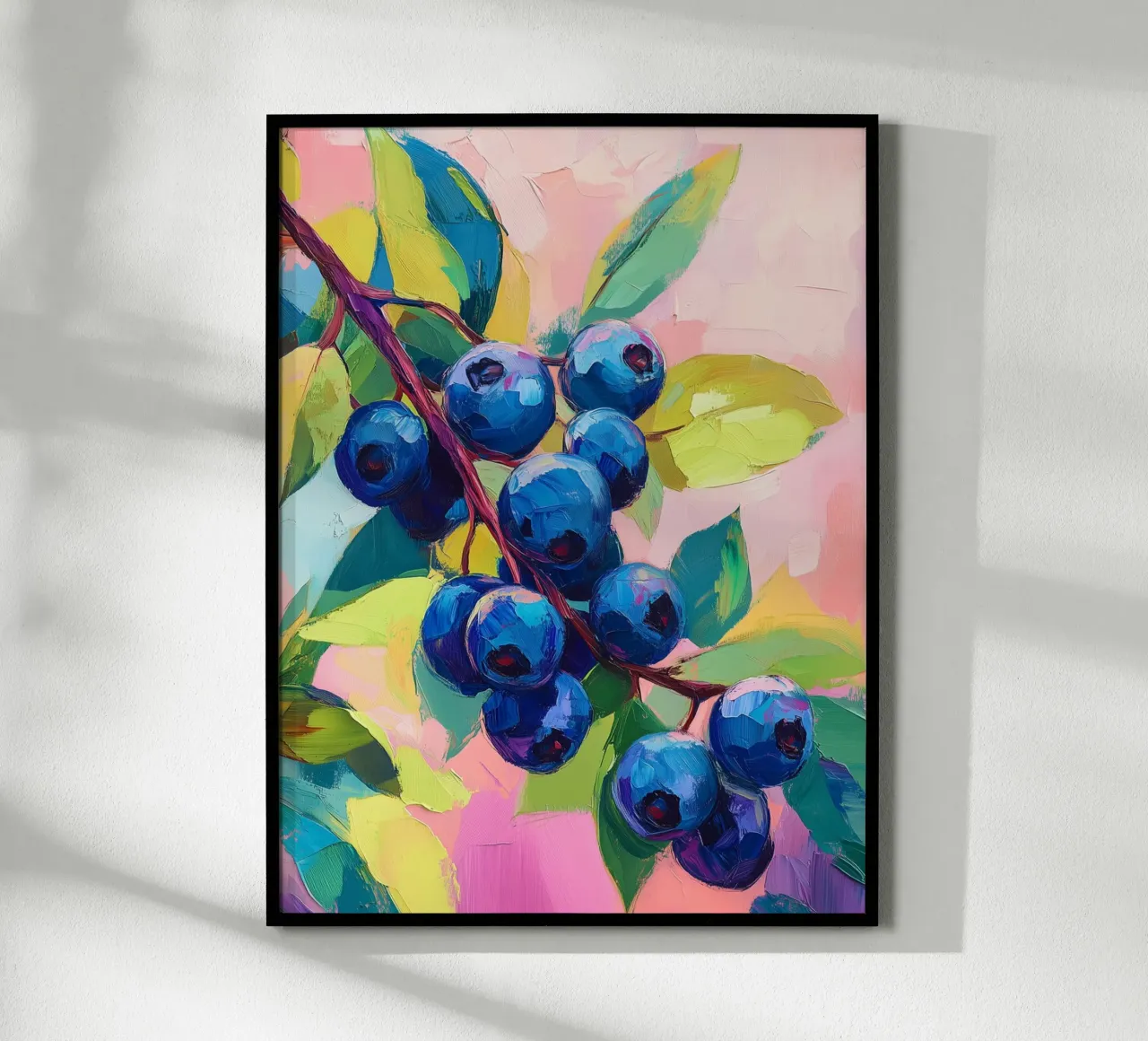 Mirtilli maturi poster con telaio in legno da Spice & Style