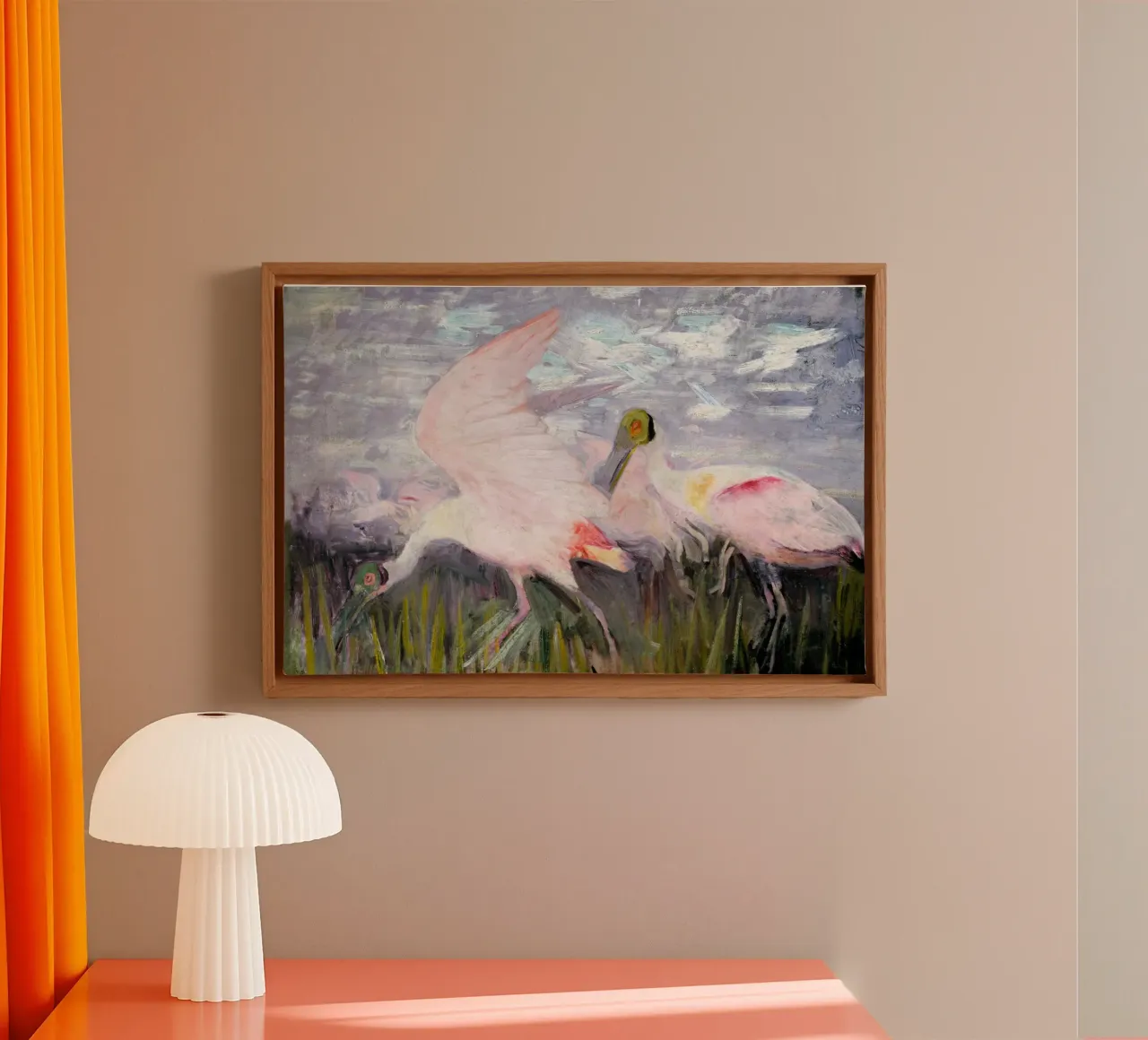 Vogel rosa pink tela con Cornice a cassetta da Second Canvas