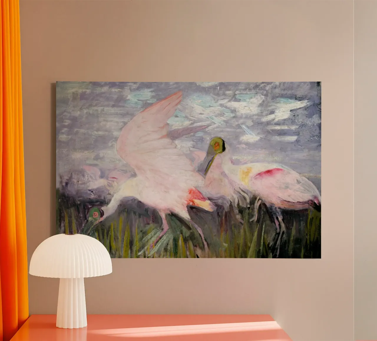 Vogel rosa pink tela con Cornice a cassetta da Second Canvas
