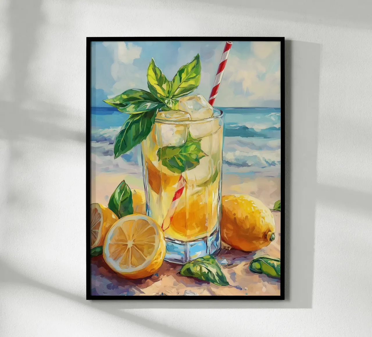 Limonata fresca in riva al mare poster con telaio in legno da Spice & Style