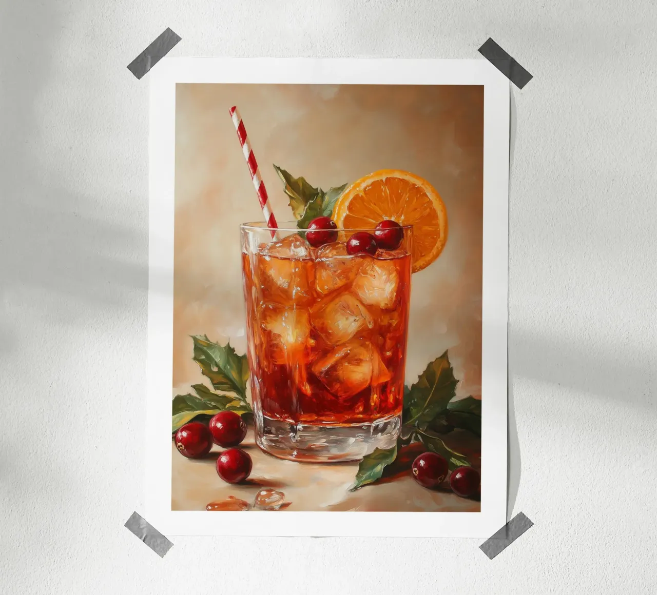 Cocktail di mirtilli rossi e arance poster con telaio in alluminio da Spice & Style