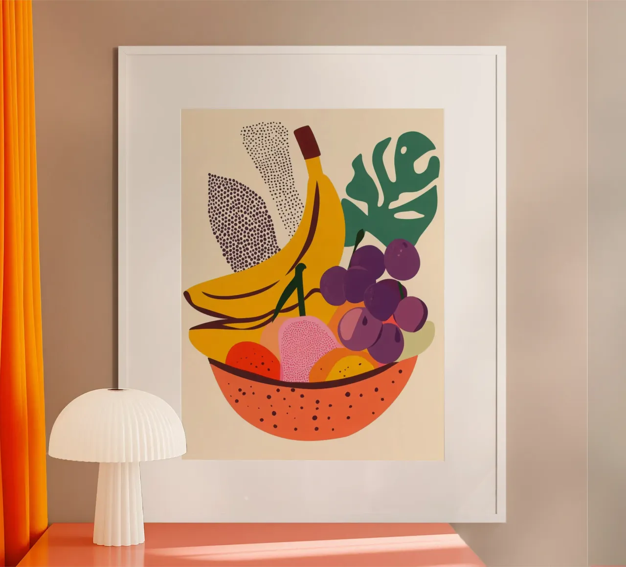 Colourful gourmet basket poster with wooden frame by Pop and Fruits - Affiches & posters