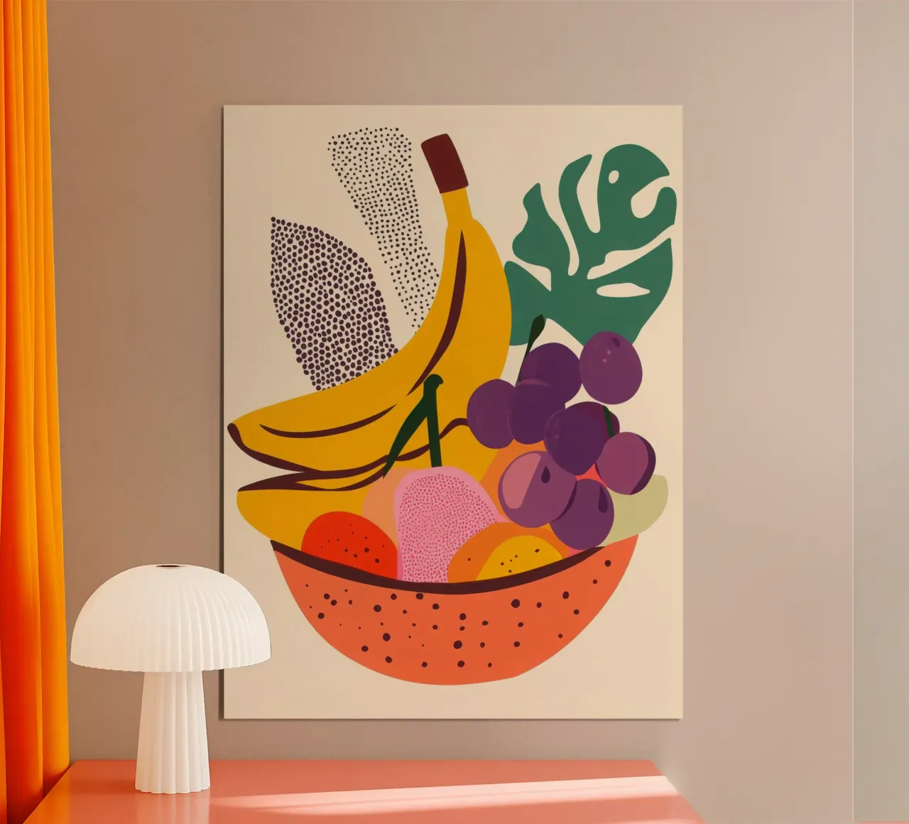 Colourful gourmet basket poster with wooden frame by Pop and Fruits - Affiches & posters