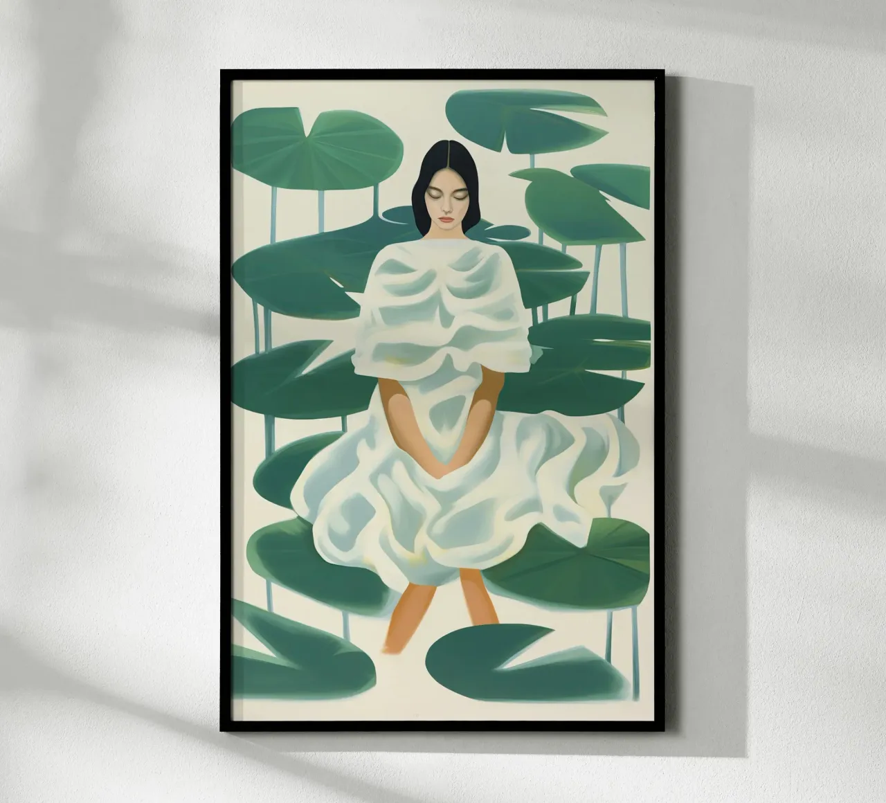 Donna in uno stagno di ninfee | Immagine decorativa di relax carta hahnemühle da Autofocus