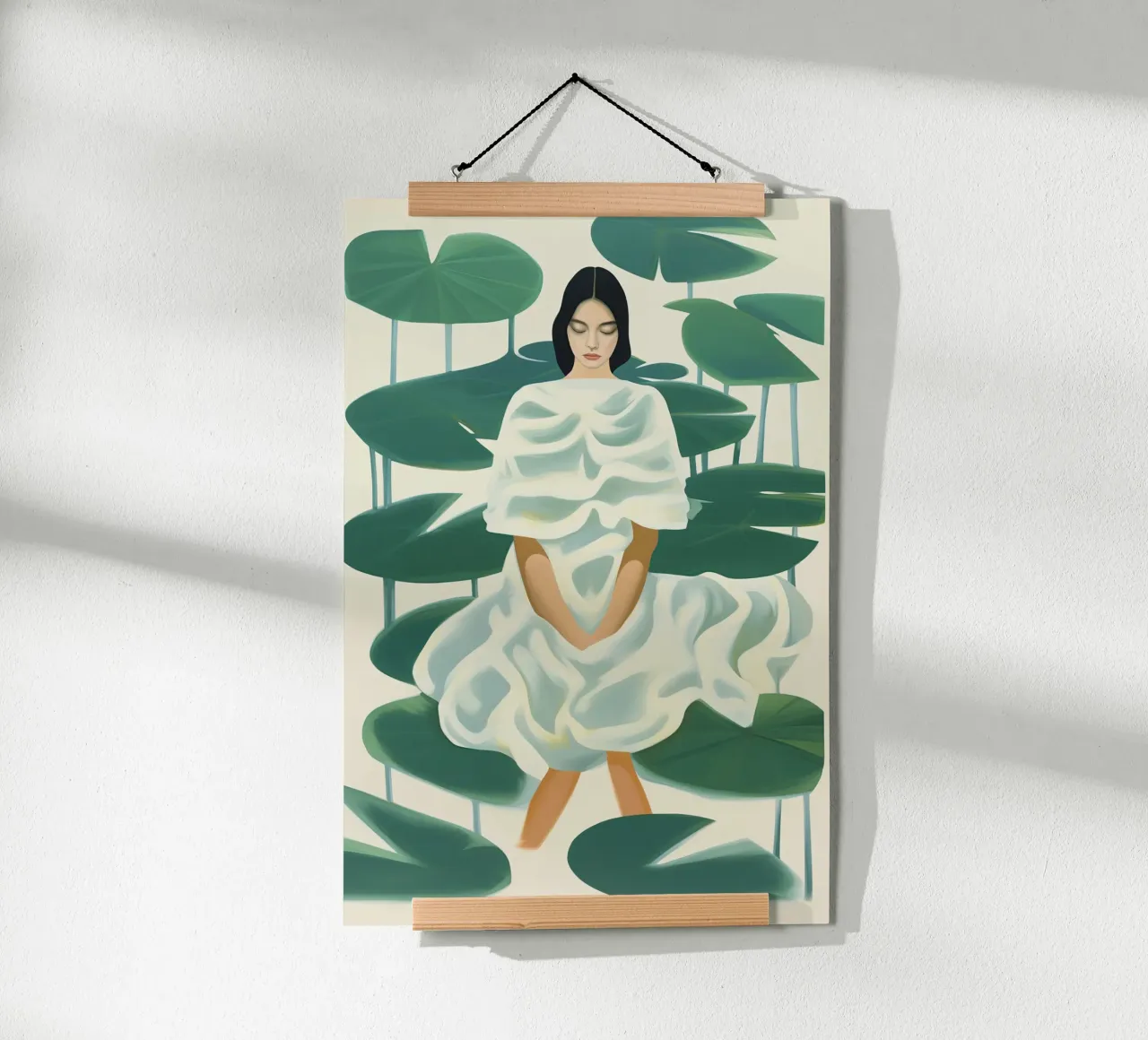 Donna in uno stagno di ninfee | Immagine decorativa di relax carta hahnemühle da Autofocus
