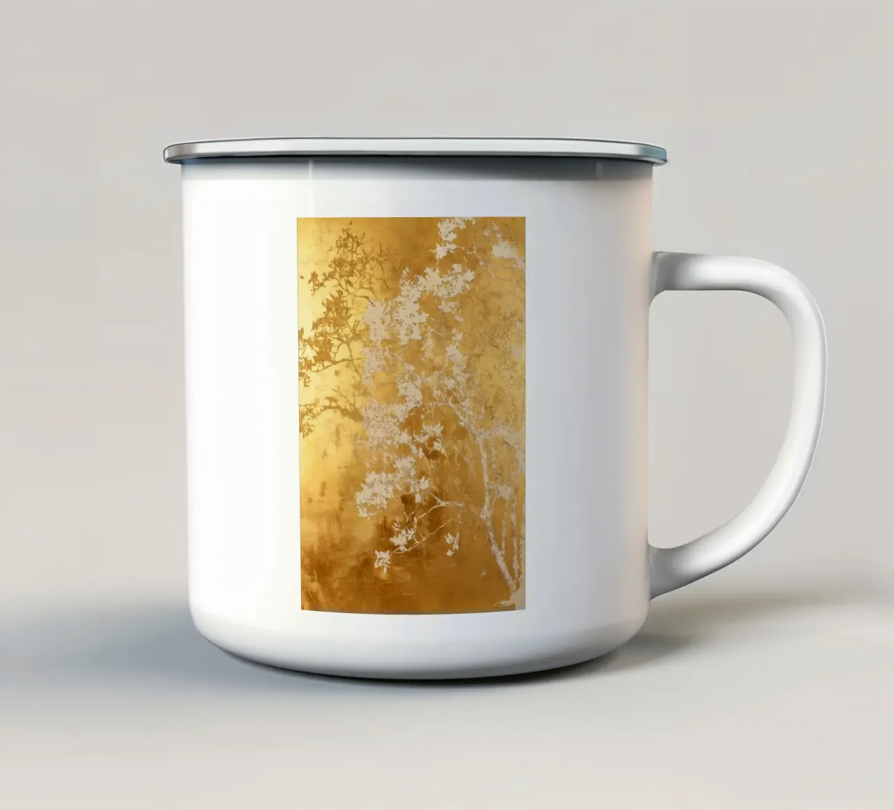 Albero artistico bianco e oro tazza in smalto da Justyna Jaszke JBJart
