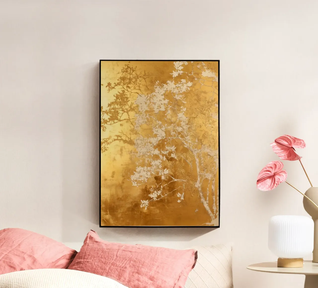 Albero artistico bianco e oro plexiglass da Justyna Jaszke JBJart