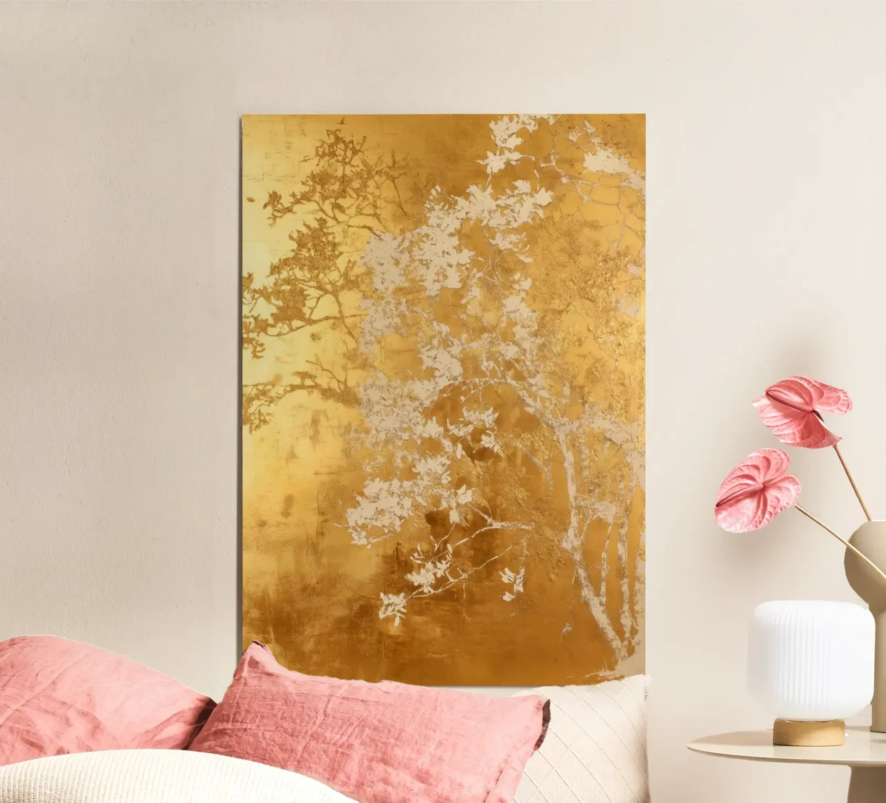 Albero artistico bianco e oro carta hahnemühle da Justyna Jaszke JBJart