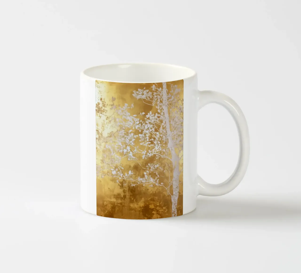 Albero artistico bianco e oro tazza in ceramica da Justyna Jaszke JBJart