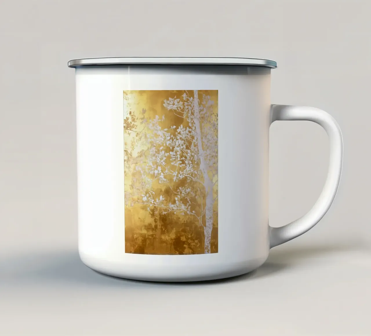 Albero artistico bianco e oro tazza in smalto da Justyna Jaszke JBJart