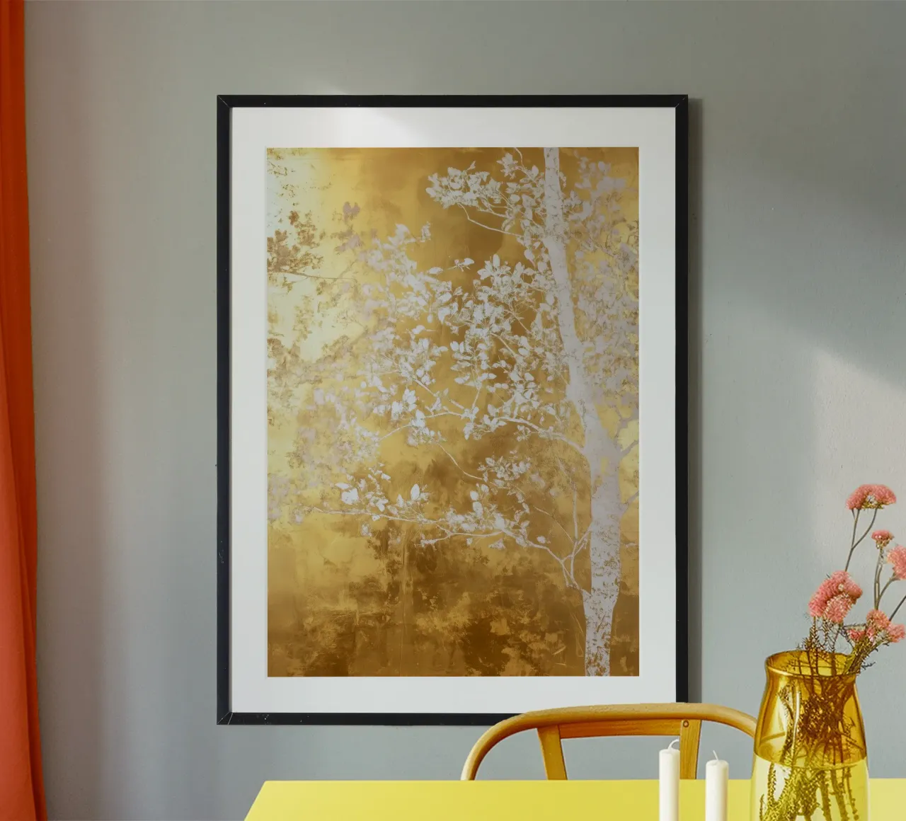 Albero artistico bianco e oro carta hahnemühle da Justyna Jaszke JBJart