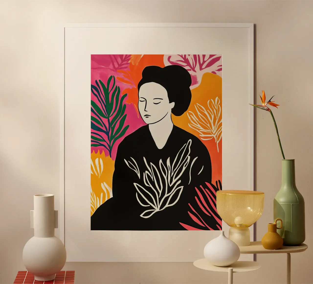 Femme dans le jardin | Méditation dans le style de Matisse poster de Autofocus